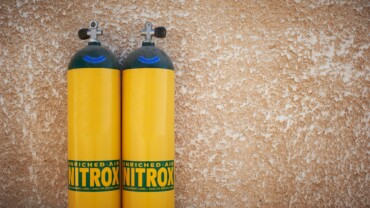 Yellow scuba tanks with nitrox